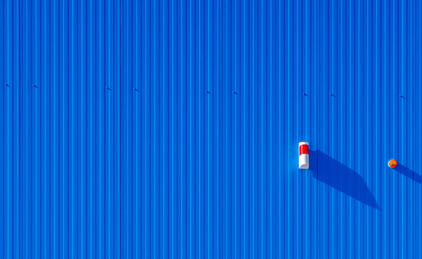 High angle view of  blue wall 