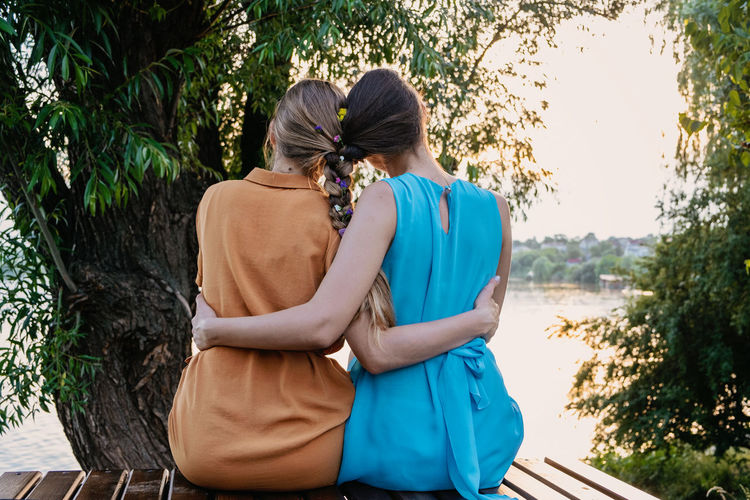 Female friendship femininity, diverse, support, partnership, girlfriend concept. two girls 