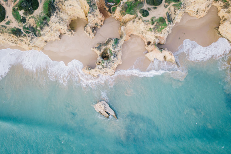 High angle view of sea shore