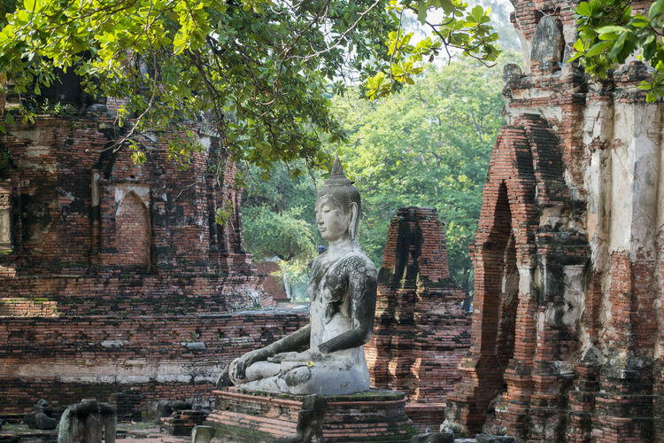 Old buddha statue at wat yai chai mongkhon