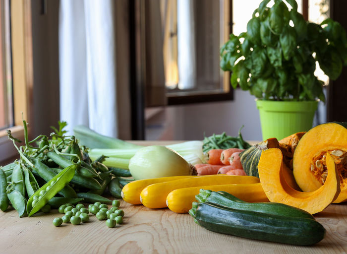 Close-up of vegetables on table