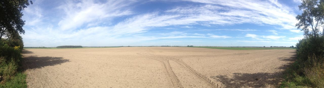 Scenic view of field against cloudy sky