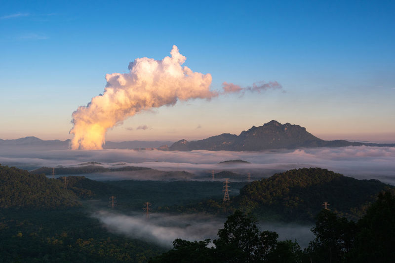 Coal power plant in the morning.mae moh, lampang, thailand. energy and environment concept .