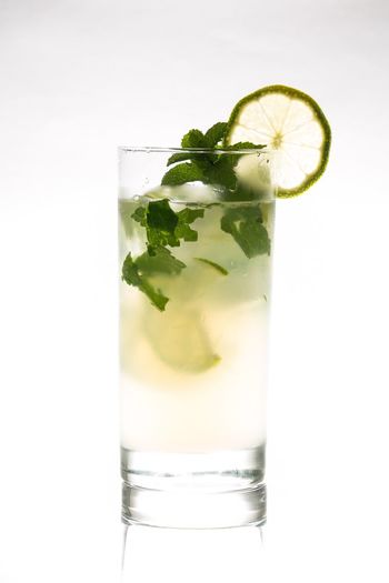 Close-up of drink on white background