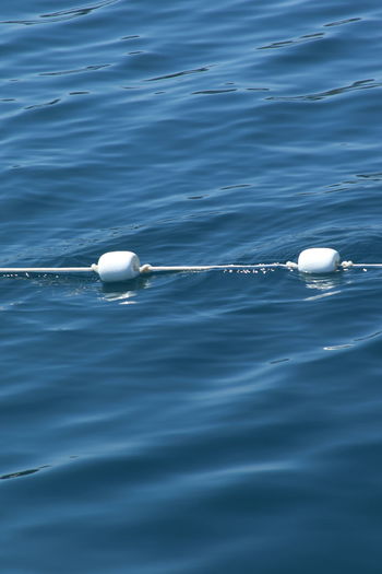 High angle view of floating on sea