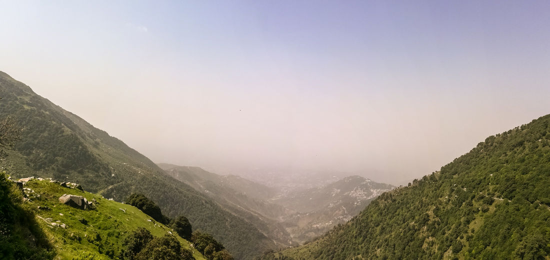 Scenic view of mountains against clear sky