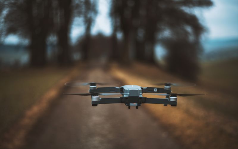 Close-up of drone flying outdoors