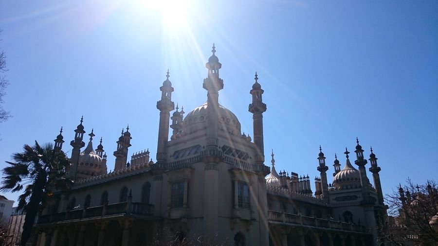 Low angle view of royal pavilion against sky on sunny day