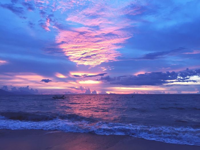 Scenic view of sea against cloudy sky
