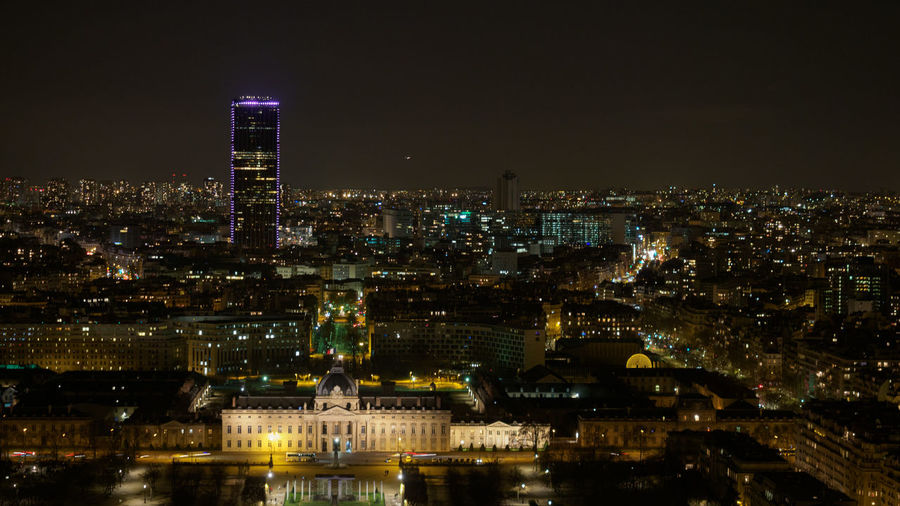 View of paris from the eiffel tower at night