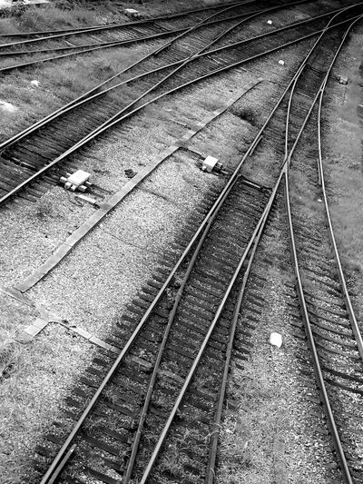 High angle view of railway tracks
