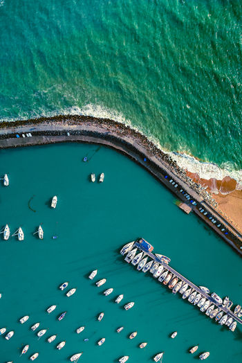 High angle view of swimming pool by sea