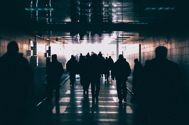 Silhouette people at night