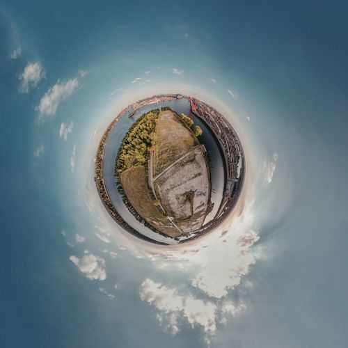 Digital composite image of building against sky