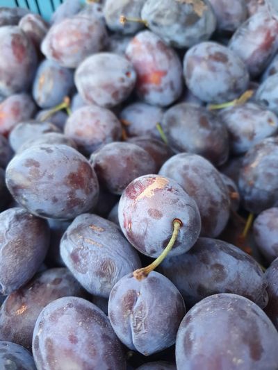 Full frame shot of blueberries in market