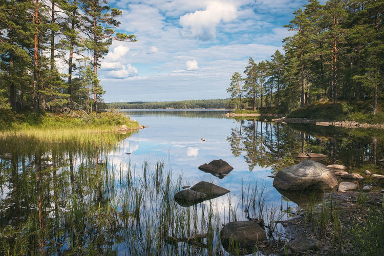 Scenic view of lake against sky