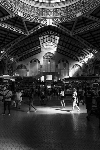 People walking at railroad station