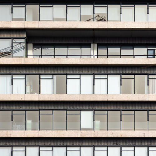 70's office building in financial center of utrecht, the netherlands.