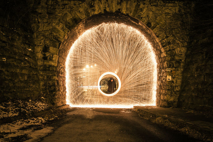 Light painting in tunnel