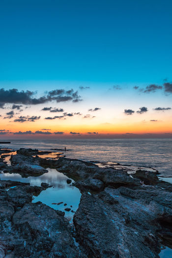 Scenic view of sea against sky during sunset