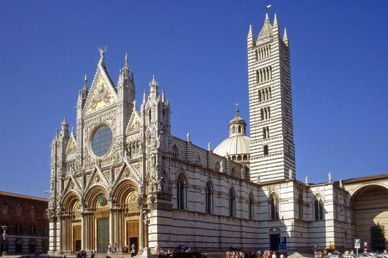 Siena cathedral against clear blue sky