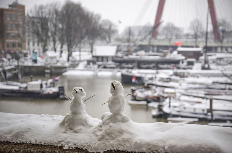 Tiny snow men in rotterdam