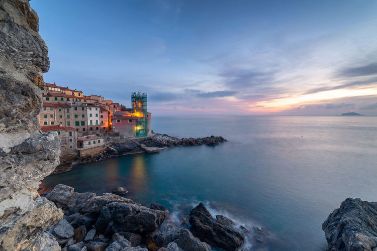 Scenic view of sea against sky during sunset