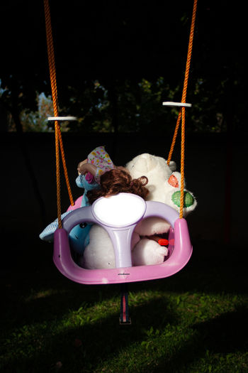 High angle view of swing in playground
