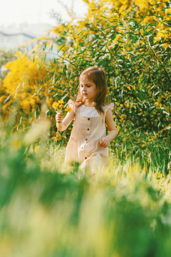 Young woman picking flowers