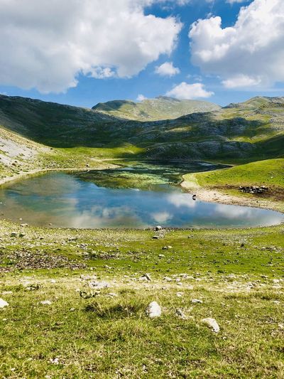 Scenic view of lake against sky