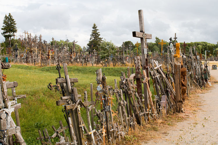The hill of crosses , a famous site of pilgrimage in northern lithuania. 