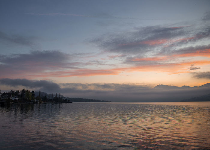 View of lake lucerne at sunrise, switzerland