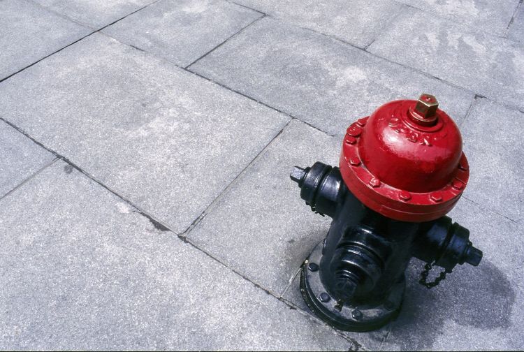 High angle view of fire hydrant