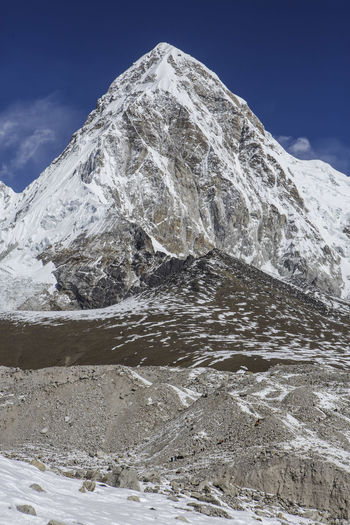 A himalayan peak along the trail to everest base camp in nepal.