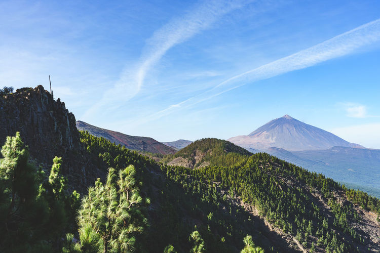 Scenic view of mountains against sky - tenerife island - view to the pico del teide 