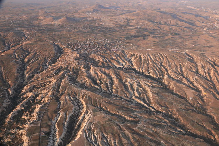High angle view of dramatic landscape