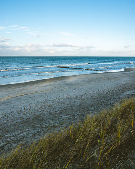 Scenic view of beach against sky