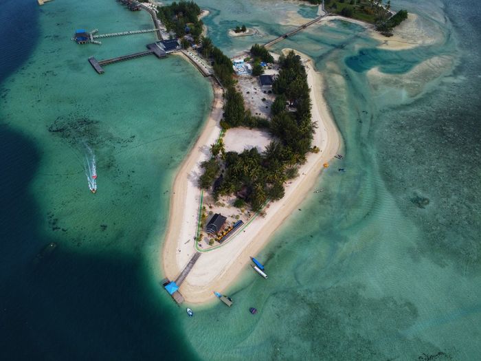 High angle view of surf on beach