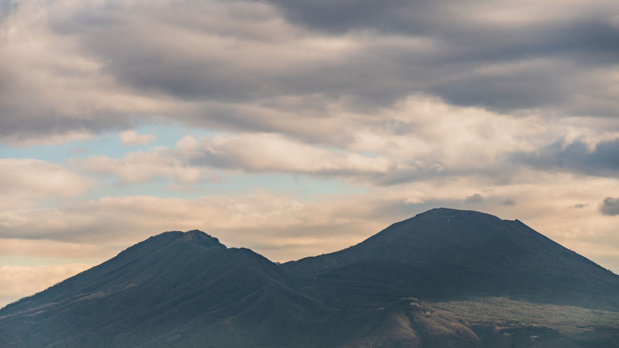 View of the vesuvius volcano and mount somma taken from the square of san martino