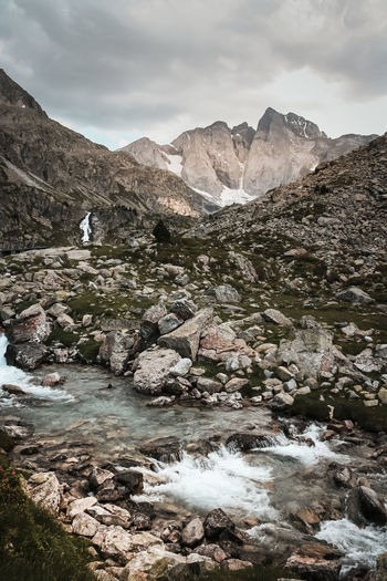 Scenic view of rocky mountains against sky