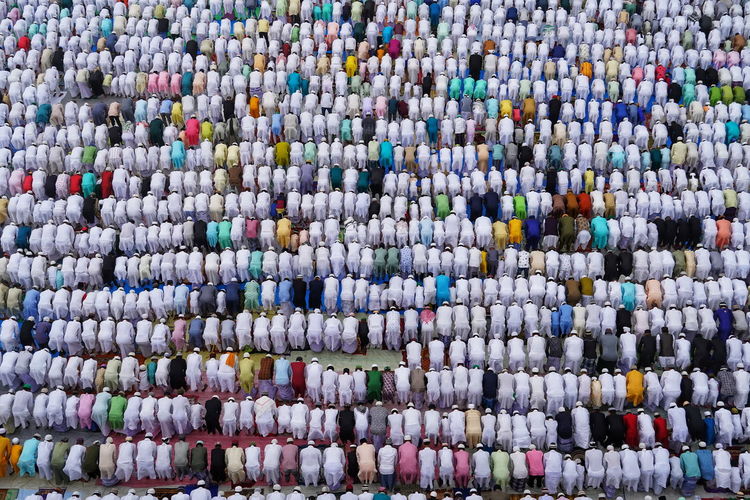 Eid prayer. thousands and thousands muslims people are doing their holy prayer during eid.