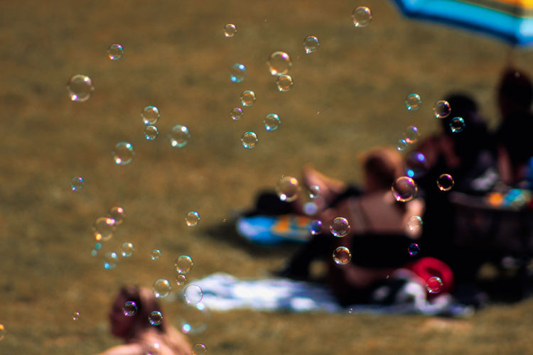 View of bubbles in water