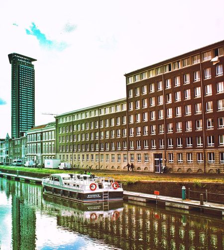 View of buildings along river