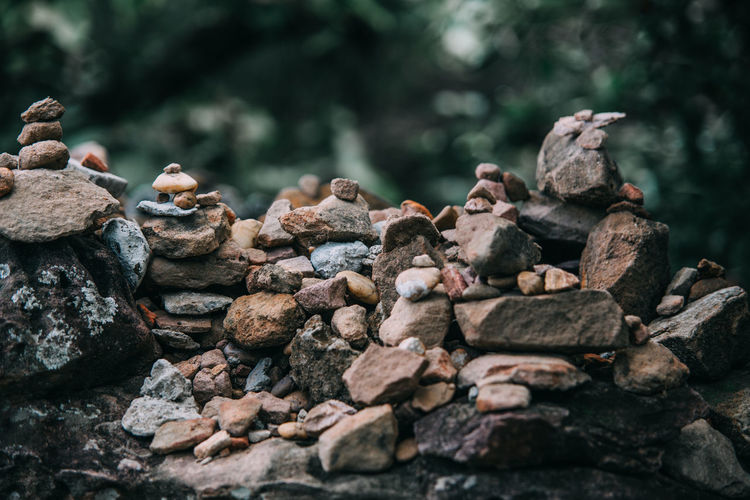 Close-up of stack of rocks