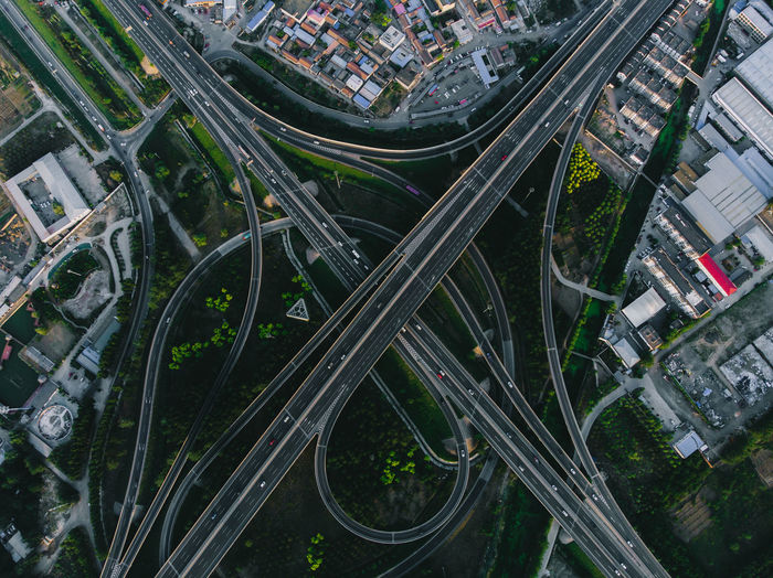 Aerial view of elevated roads in city