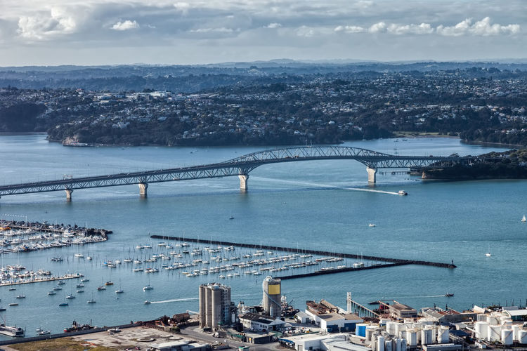High angle view of bridge over sea
