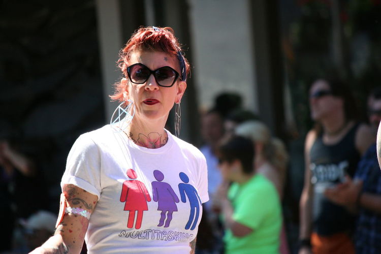 Woman during gay pride parade