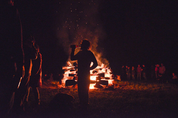 View of fire in the dark