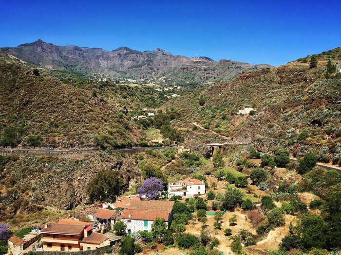View of mountains and houses at valsequillo de gran canaria