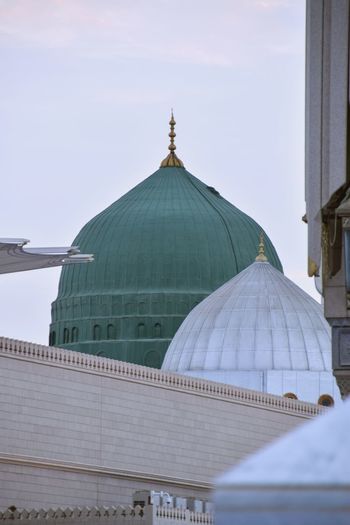 The green dome of the nabawi mosque, madinah saudi arabia